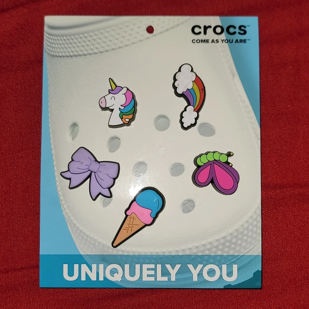 Crocs come as you are jibbitz charms bow unicorn rainbow ice-cream 5pc hg14